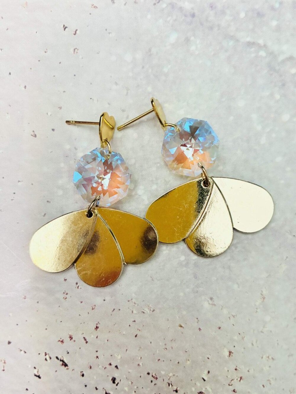 Swarovski charm heart Earrings: Surgical Steel Minimalist Jewelry
